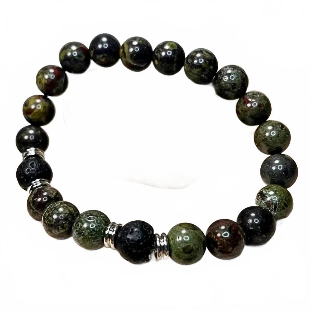 NEW FAIRE unisex - dragons blood & lava gemstone mala bracelet in multi